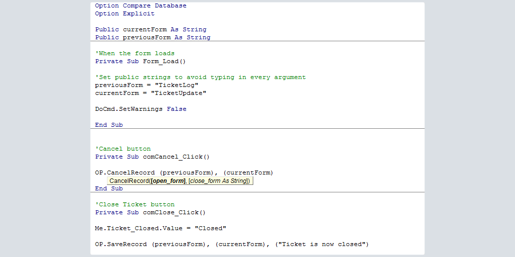 VBA App Code